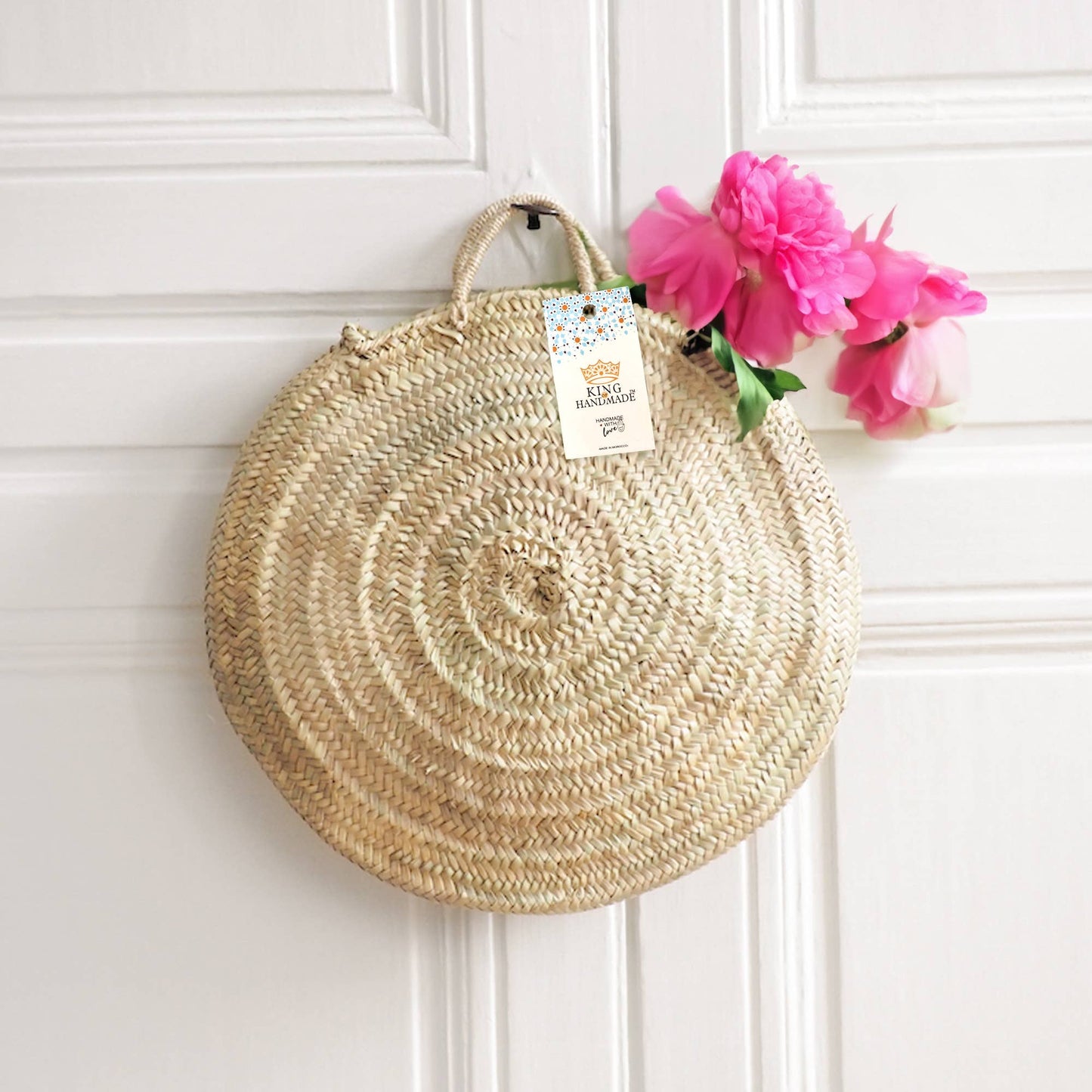 Woven Palm Round Bag - Handcrafted Moroccan Basket