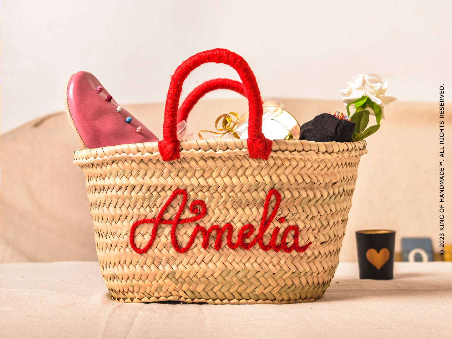 Medium Personalized Straw Tote