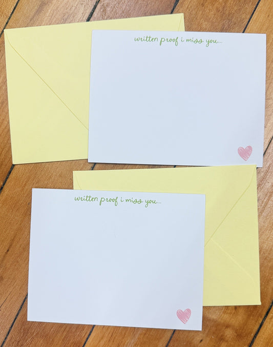 Written Proof I Miss You Flat Notecards