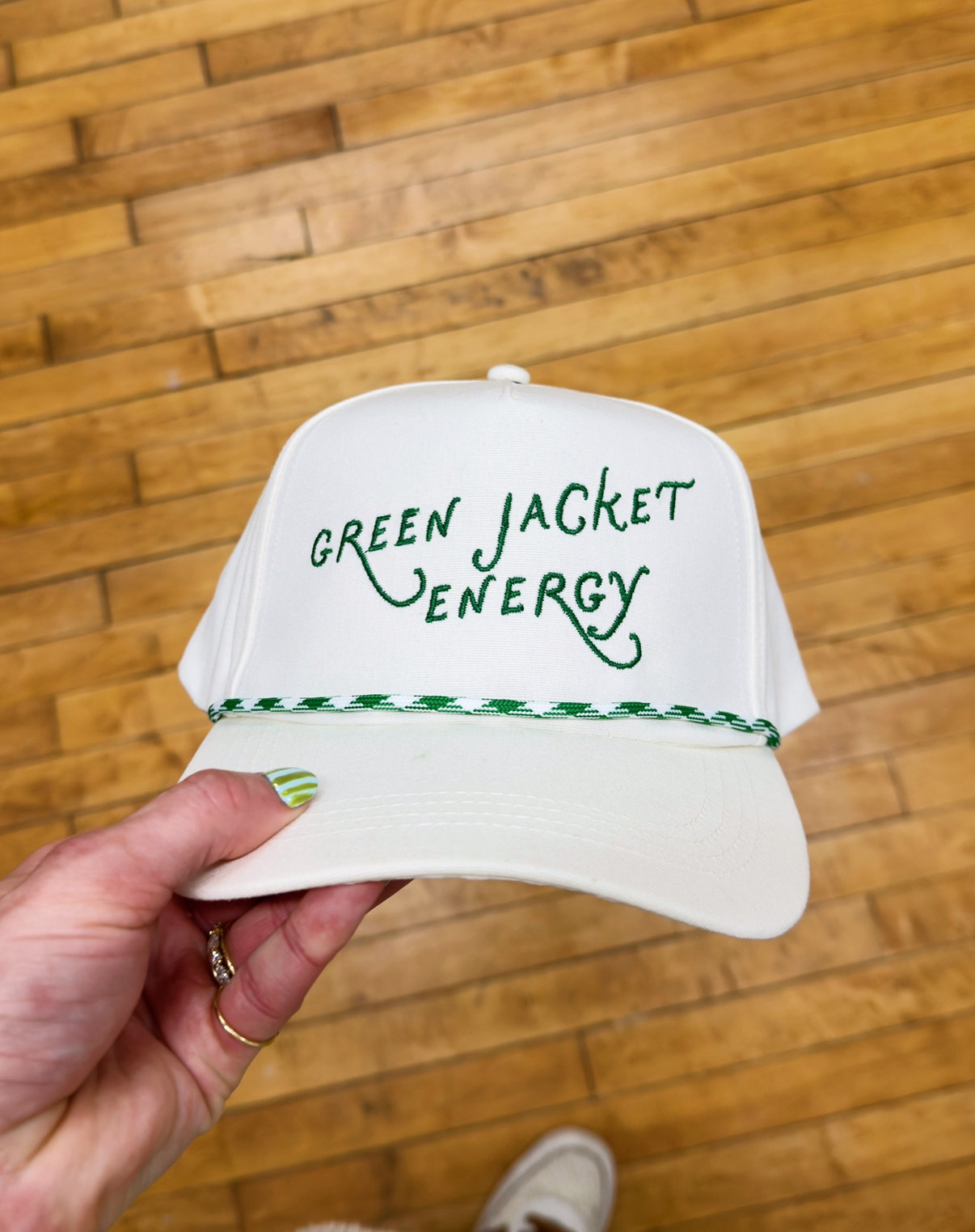 Green Jacket Energy Embroidered Rope Hat