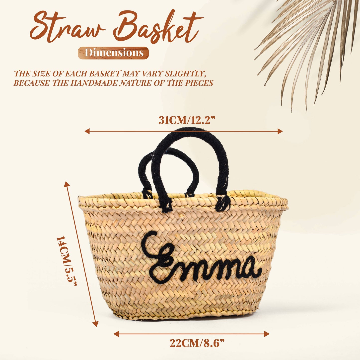 Medium Personalized Straw Tote