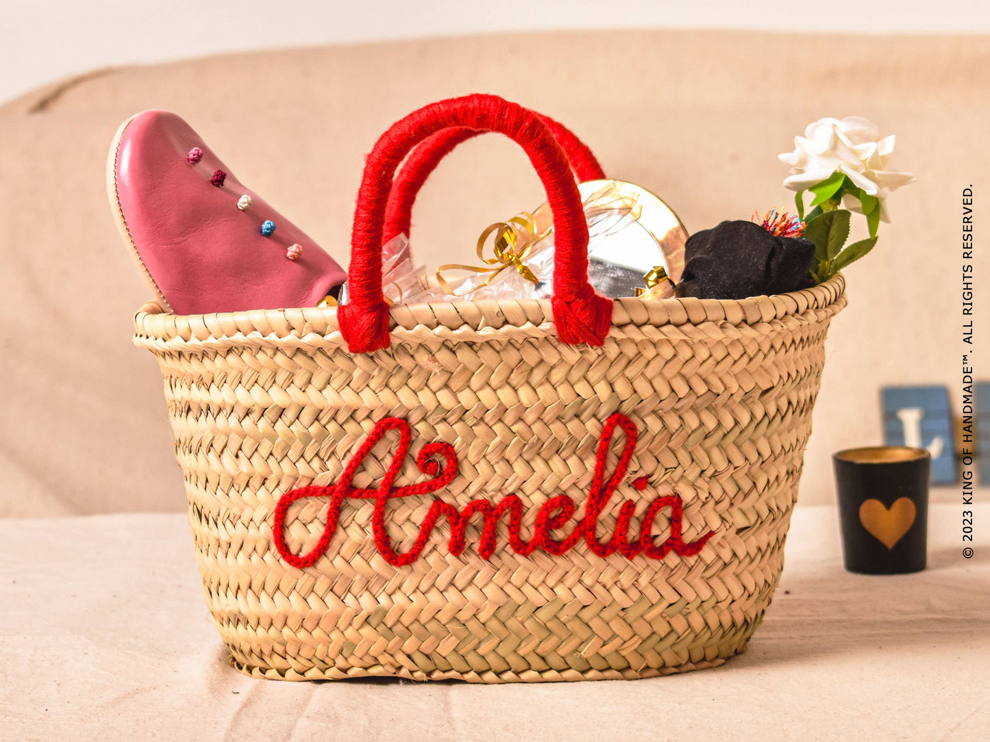 Medium Personalized Straw Tote
