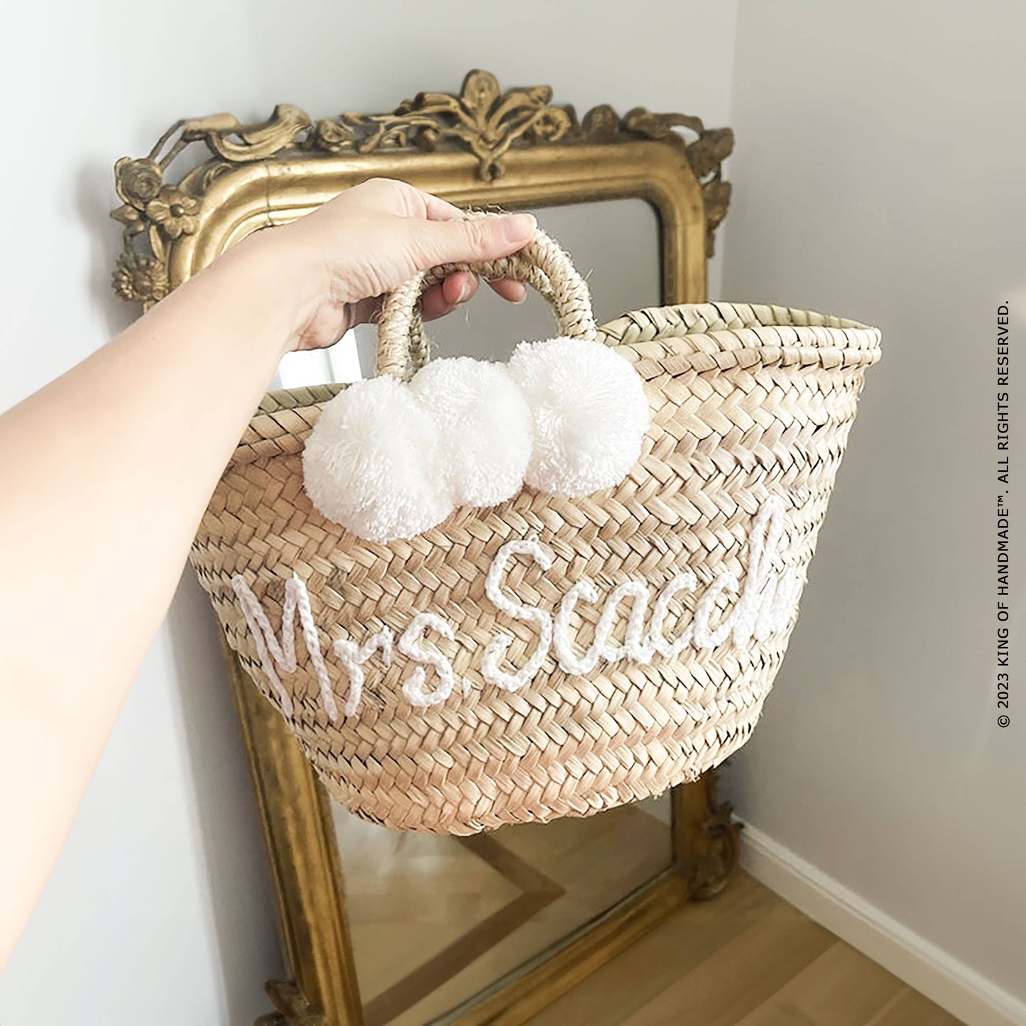 Medium Personalized Straw Tote