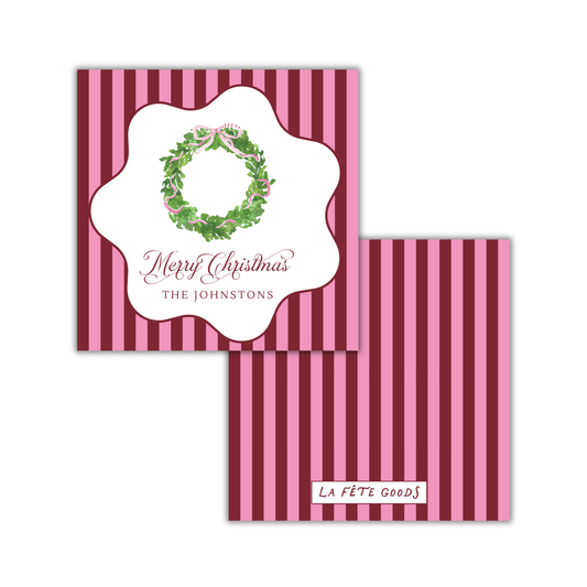 Pink Wreath Square Gift Tag