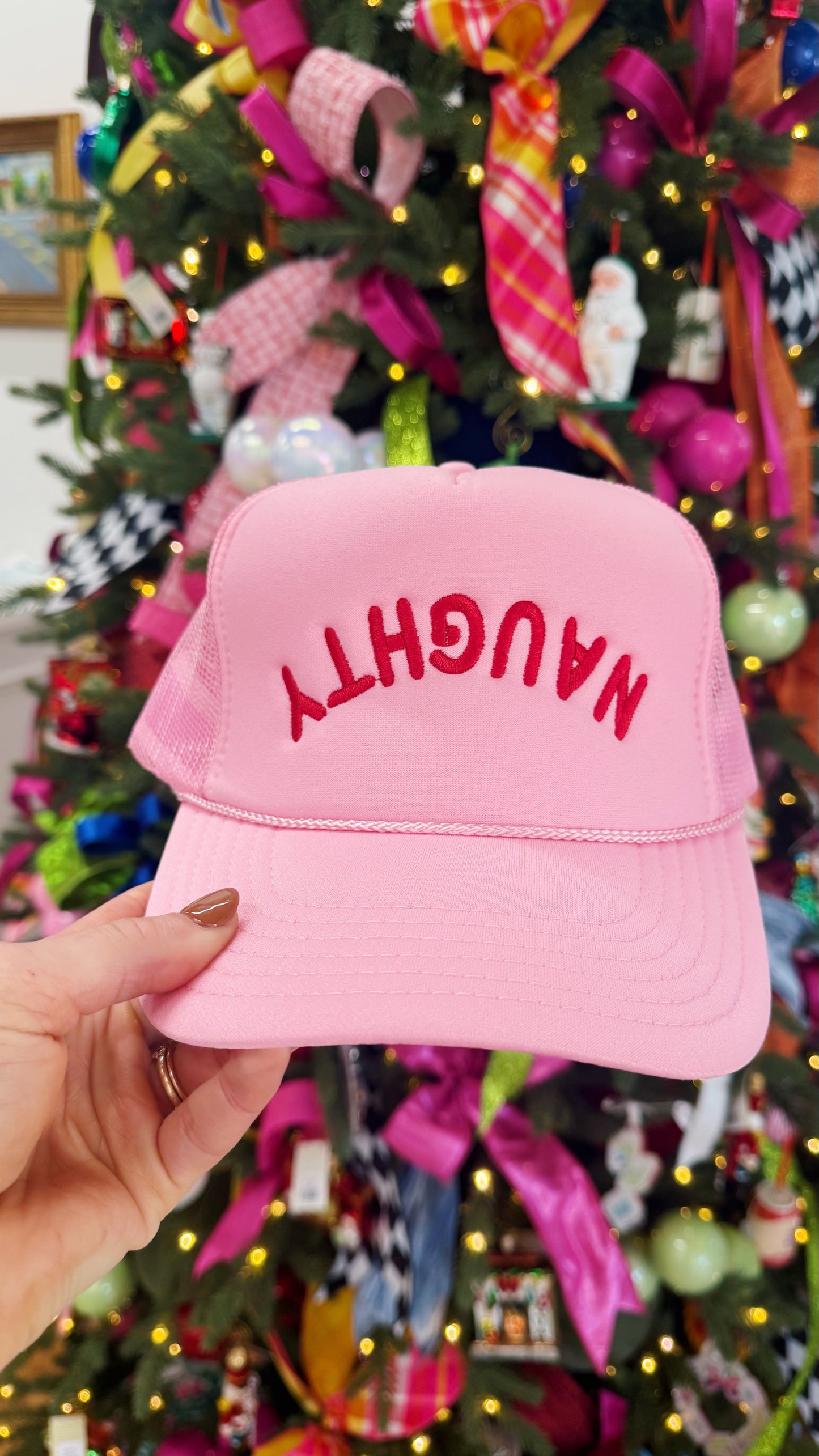 Naughty Embroidered Trucker Hat