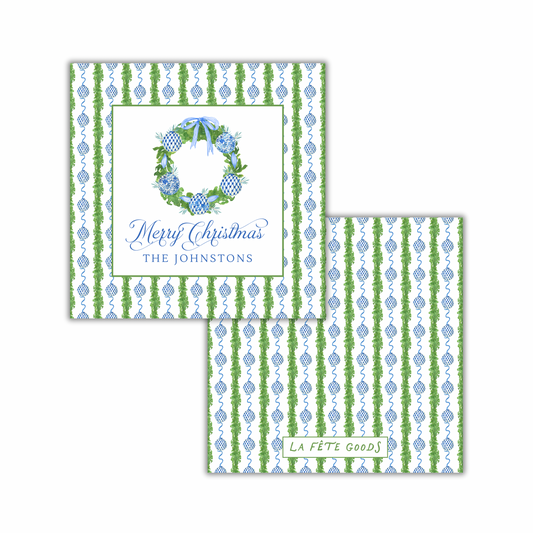 Chinoiserie Wreath Square Gift Tag