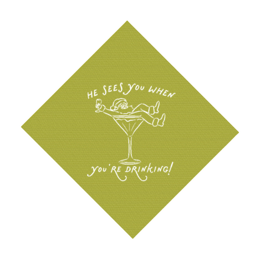 He Sees You When You're Drinking! Christmas Cocktail Napkins