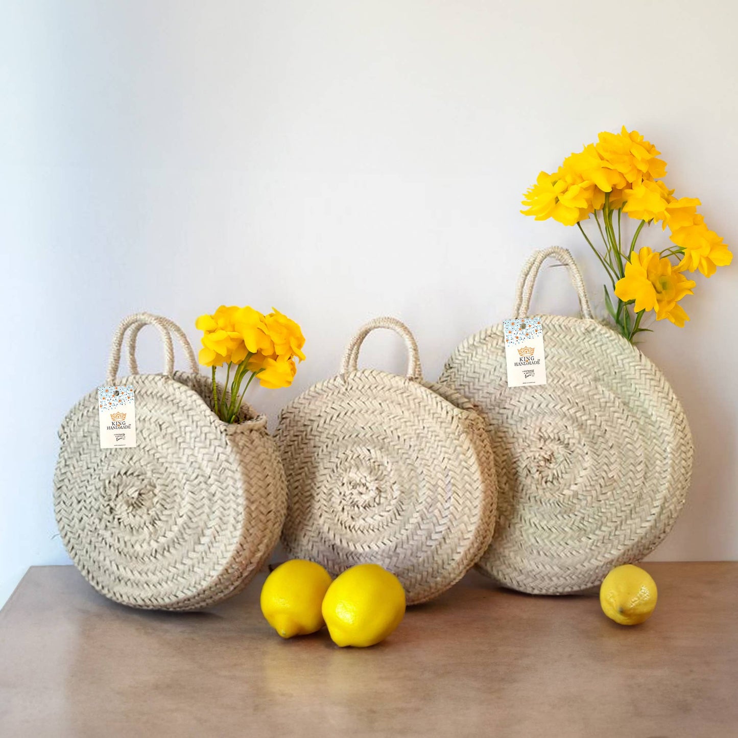 Woven Palm Round Bag - Handcrafted Moroccan Basket