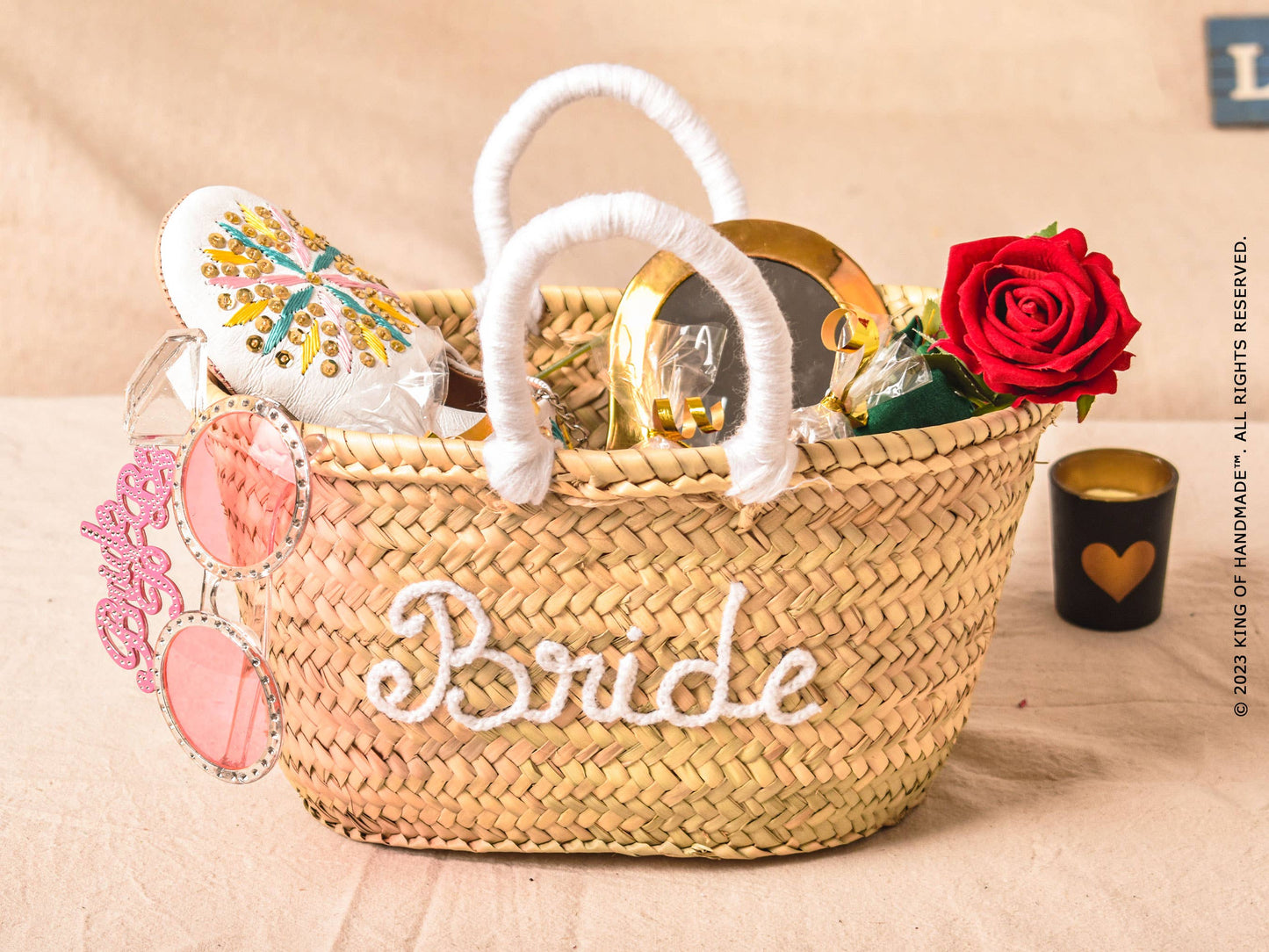 Medium Personalized Straw Tote