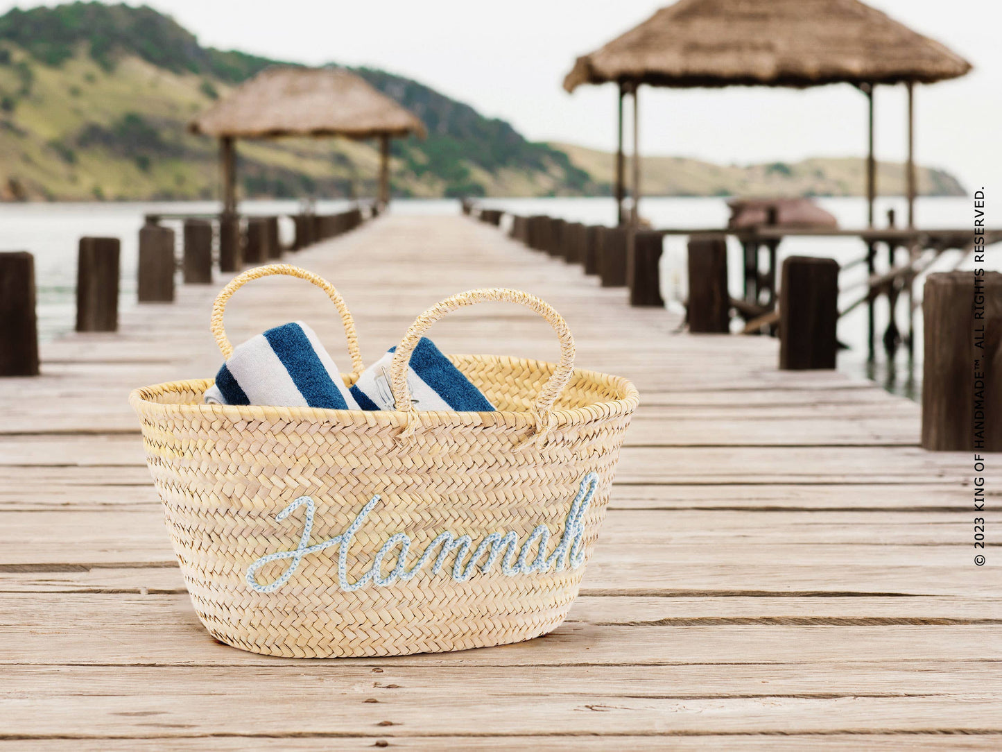 Medium Personalized Straw Tote