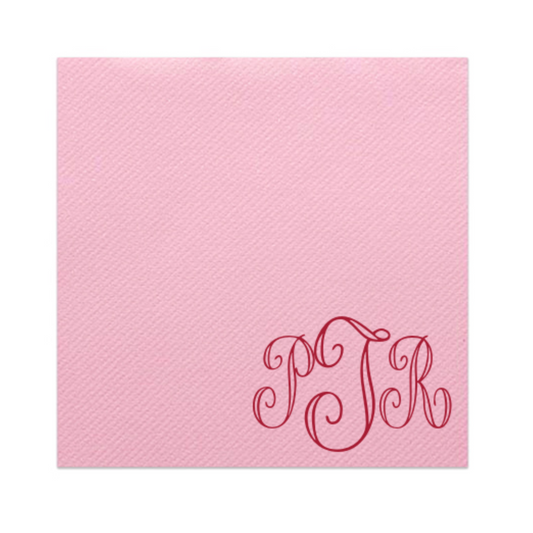 3 Letter Monogram Cocktail Napkins | linen-like, 1-color printing