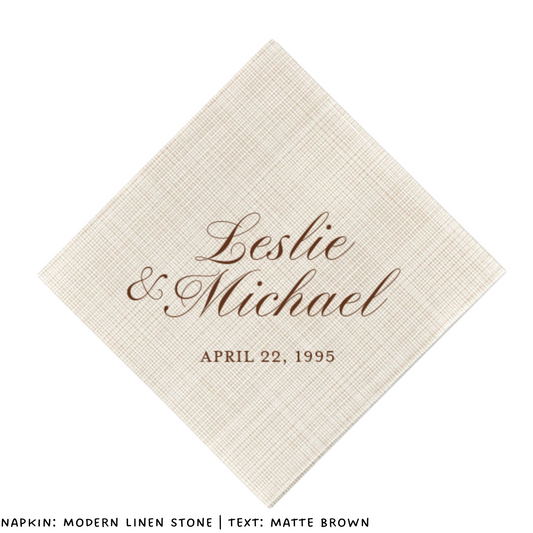 Classic Name + Date Cocktail Napkins