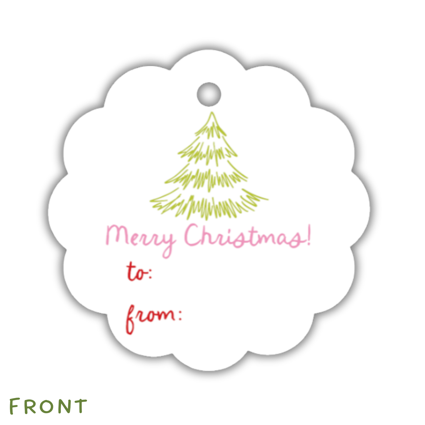Christmas Tree Scallop Circle Gift Tags