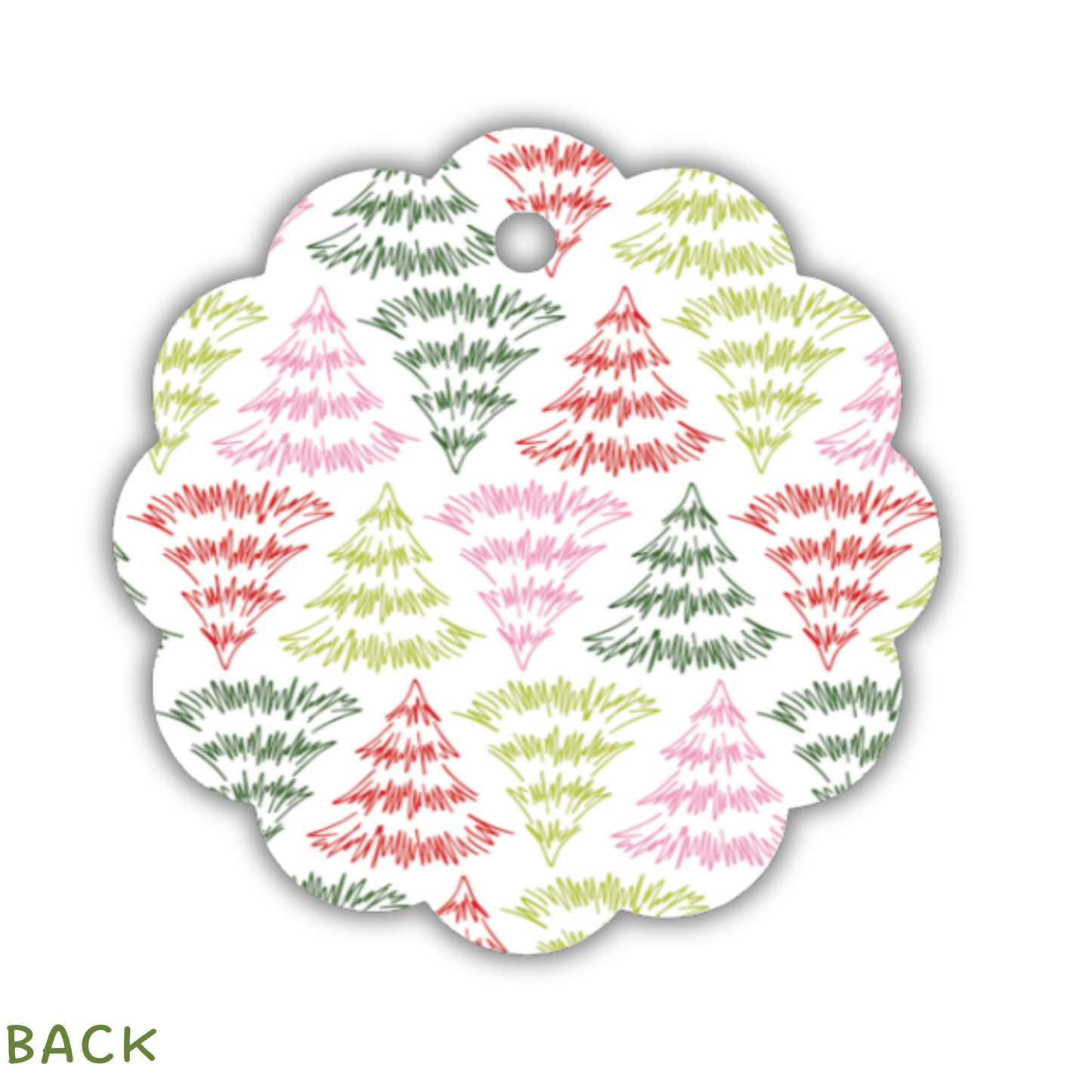 Christmas Tree Scallop Circle Gift Tags