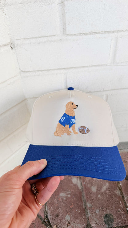 Football Golden Retriever Canvas Hat