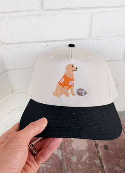Football Golden Retriever Canvas Hat