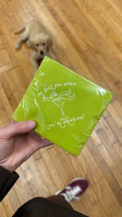 He Sees You When You're Drinking! Christmas Cocktail Napkins