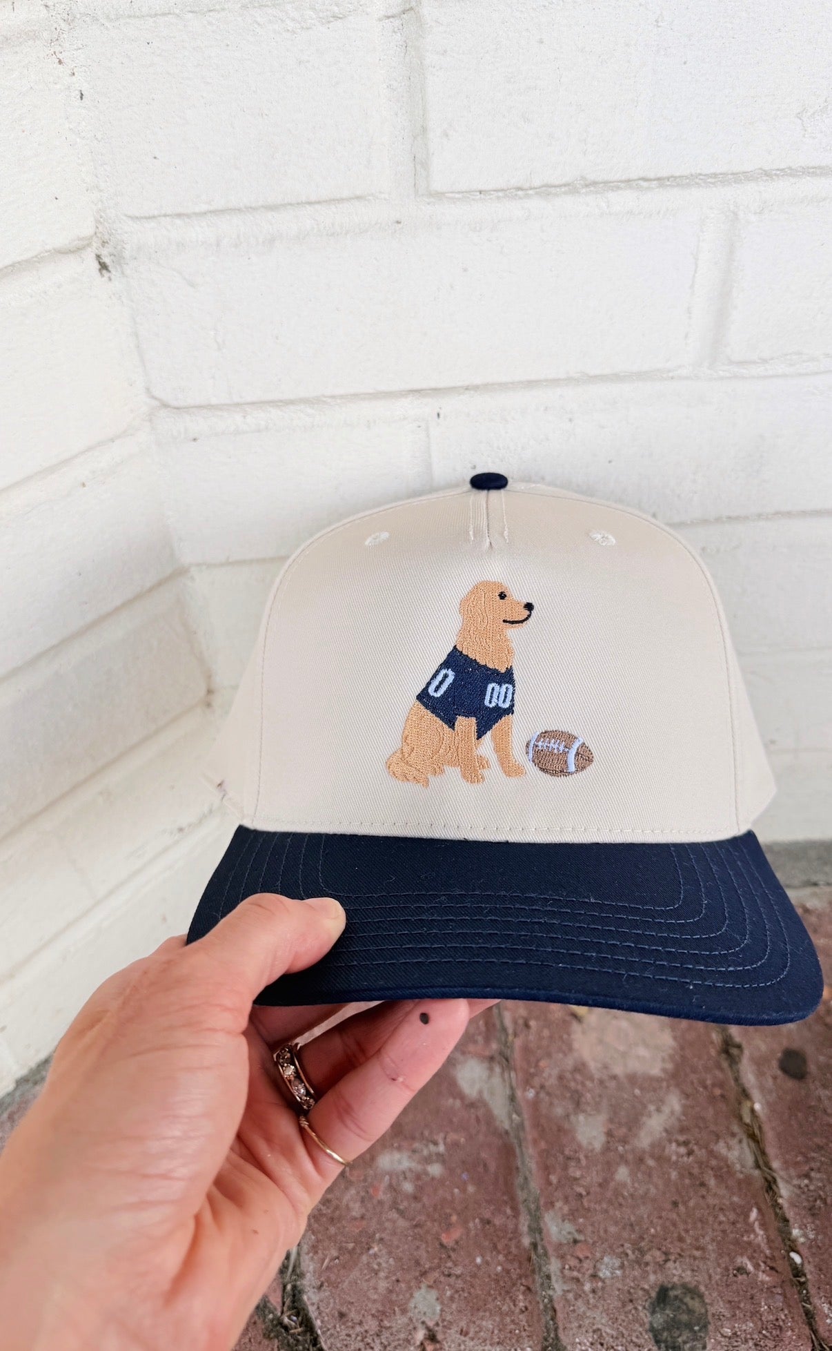 Football Golden Retriever Canvas Hat