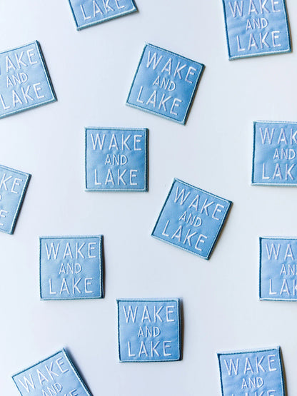 Wake and Lake Light Blue Embroidered Iron On Patch