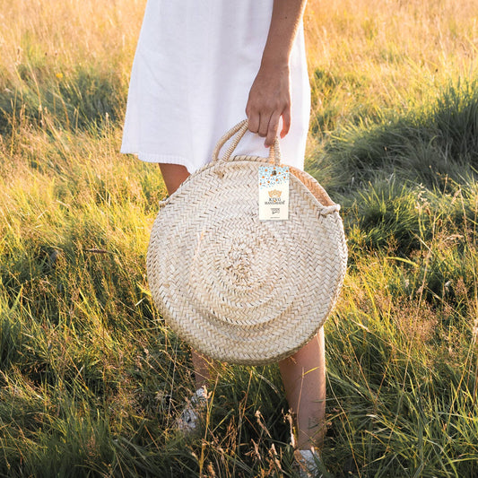 Woven Palm Round Bag - Handcrafted Moroccan Basket