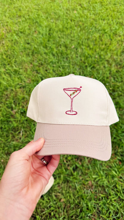 Handdrawn Martini Embroidered Hat