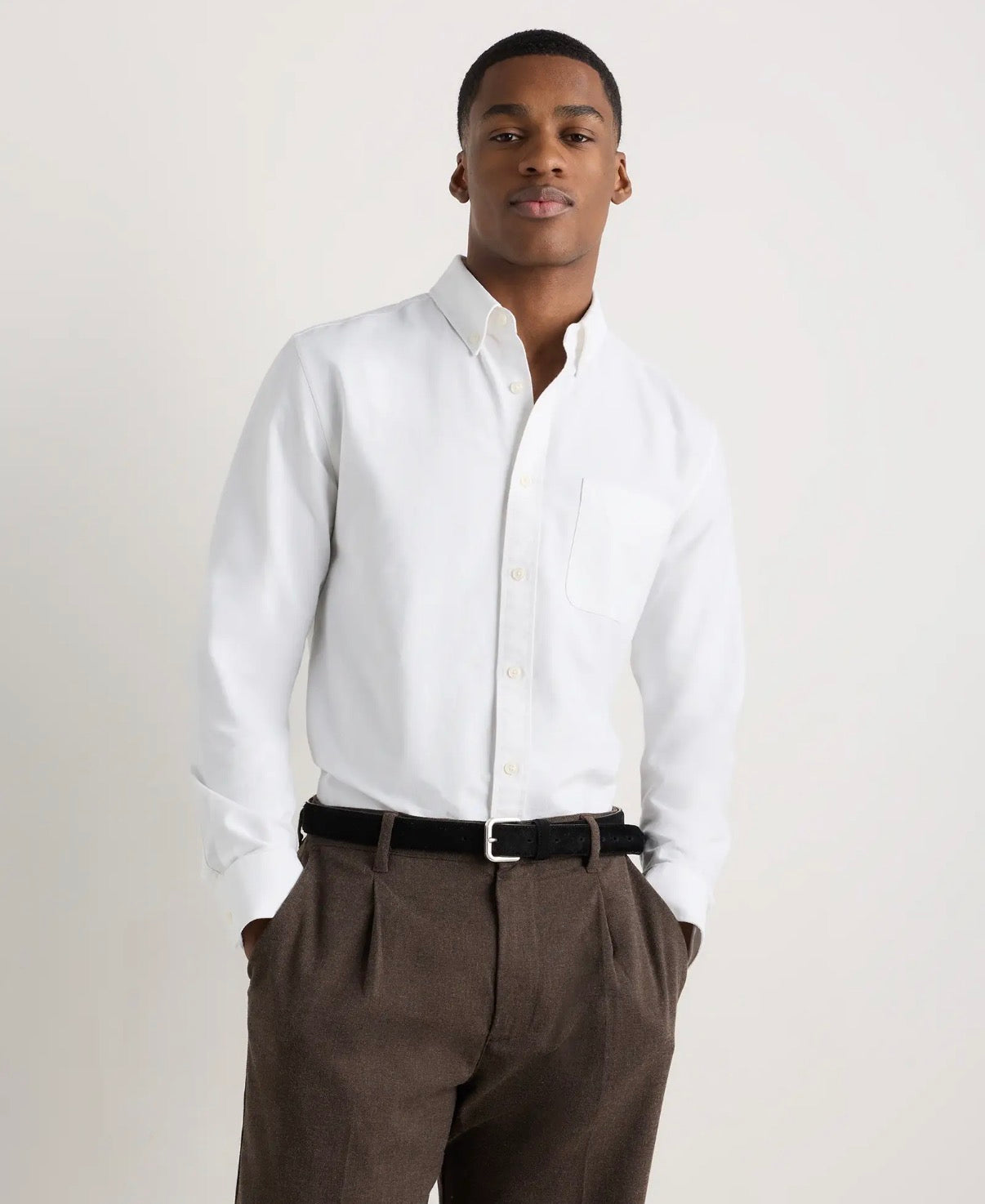 MENS Organic White Cotton Relaxed Oxford Shirt - Customizable