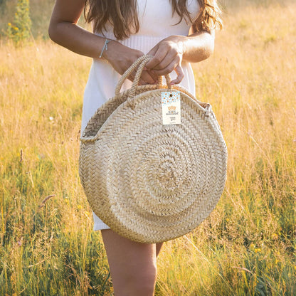 Woven Palm Round Bag - Handcrafted Moroccan Basket