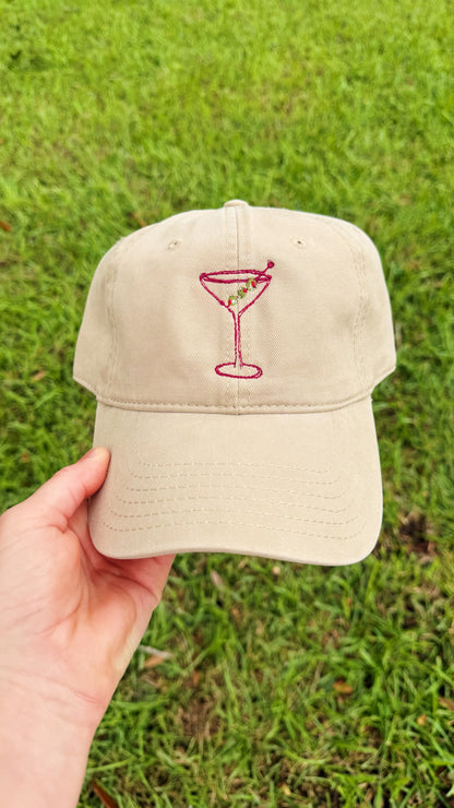 Handdrawn Martini Embroidered Hat