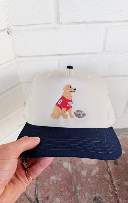 Football Golden Retriever Canvas Hat
