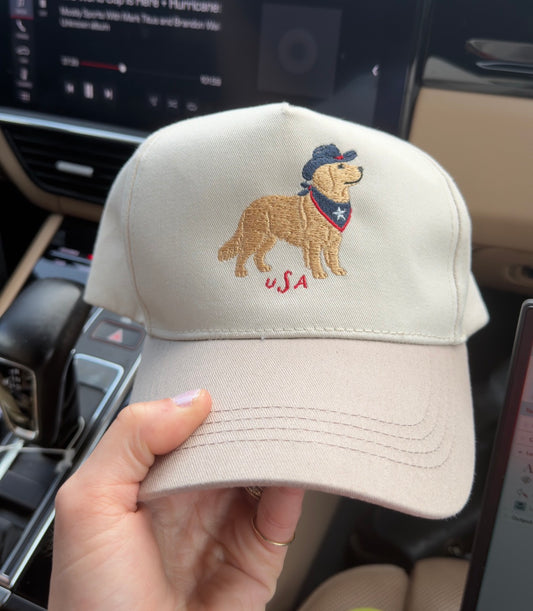 Patriotic Golden USA Canvas Hat