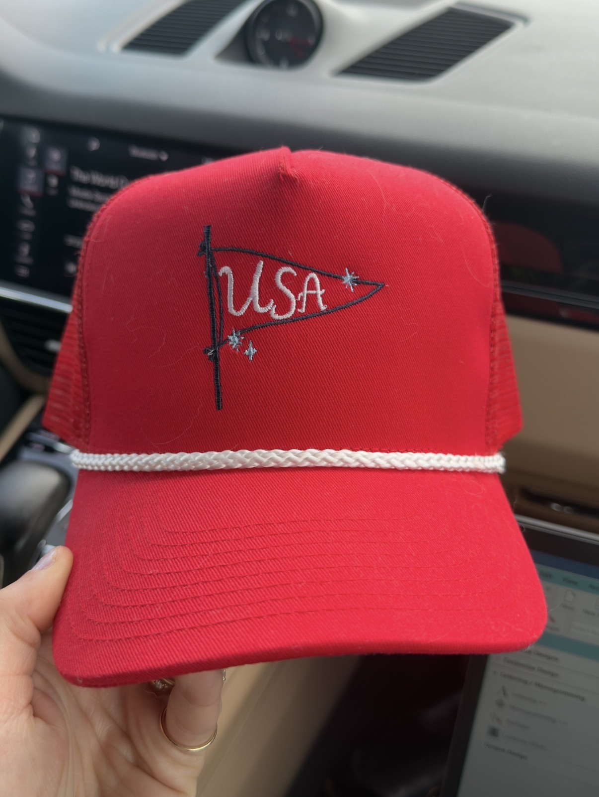 Red USA Pennant Rope Hat