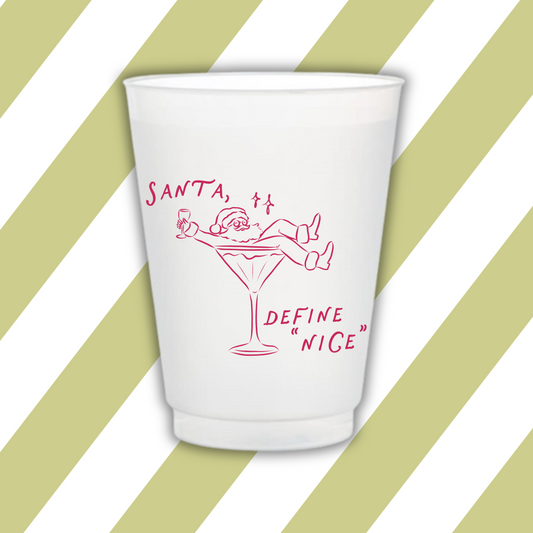 Santa, Define "Nice" 16 oz Frosted Cups