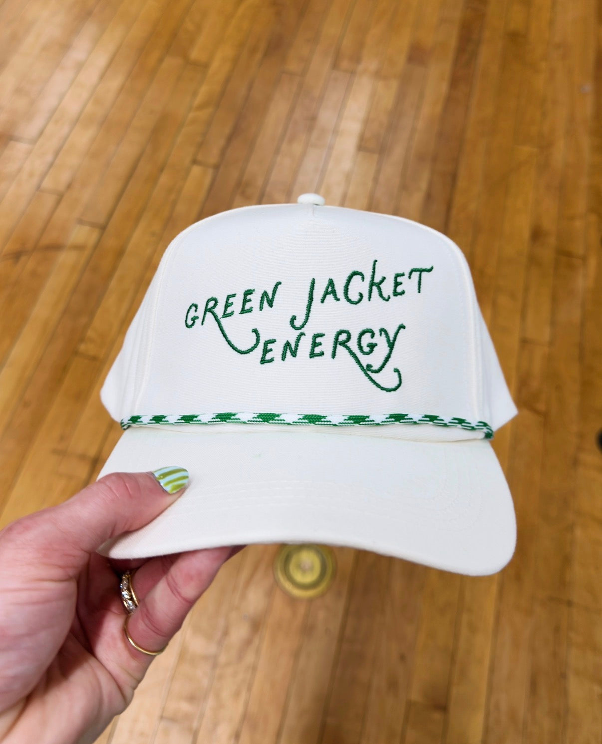 Green Jacket Energy Embroidered Rope Hat