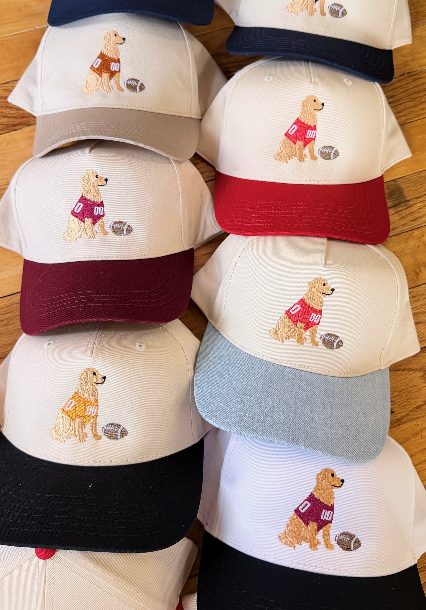 Football Golden Retriever Canvas Hat