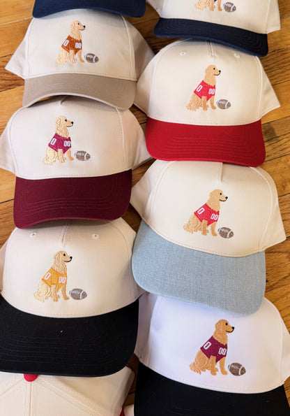 Football Golden Retriever Canvas Hat