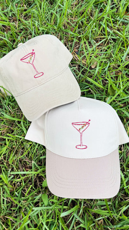 Handdrawn Martini Embroidered Hat