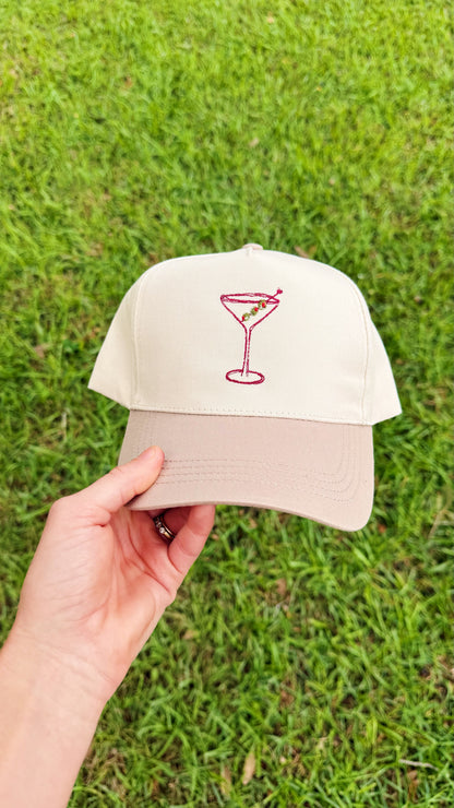 Handdrawn Martini Embroidered Hat