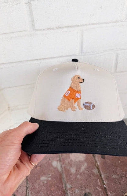 Football Golden Retriever Canvas Hat