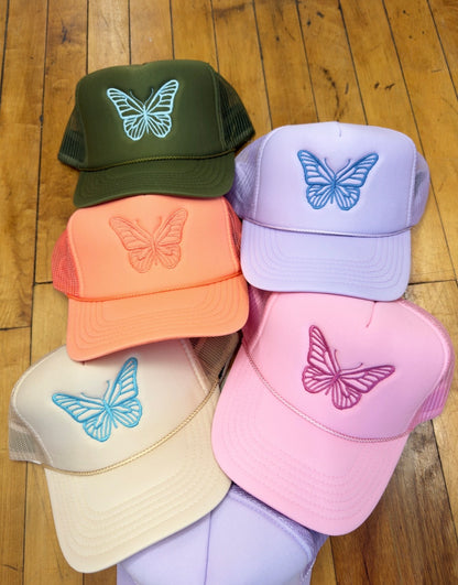 Butterfly Embroidered Trucker Hat