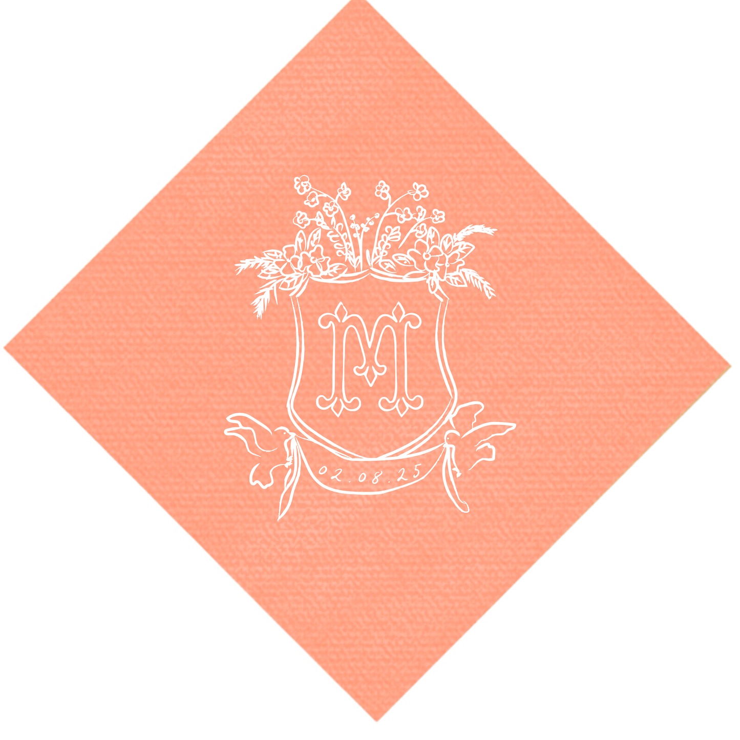 Birds Wedding Crest Linen-Like Cocktail Napkins