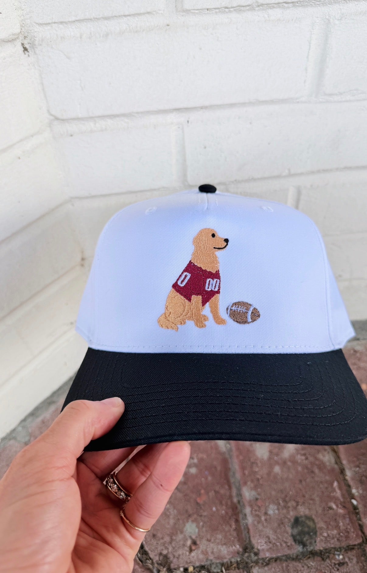 Football Golden Retriever Canvas Hat