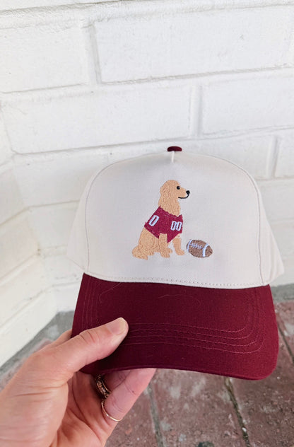 Football Golden Retriever Canvas Hat