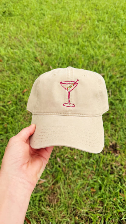 Handdrawn Martini Embroidered Hat