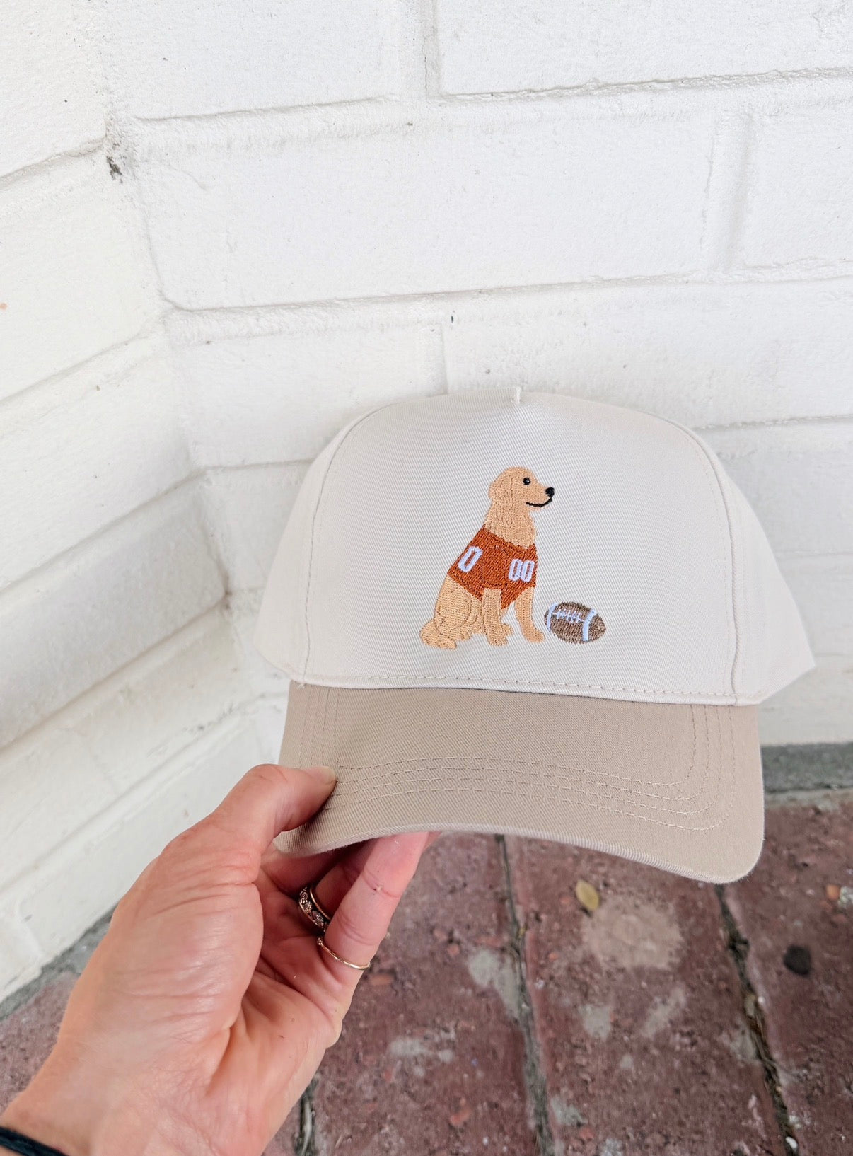 Football Golden Retriever Canvas Hat