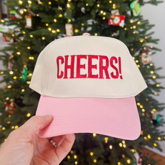 Holiday Cheers! Pink Embroidered Hat