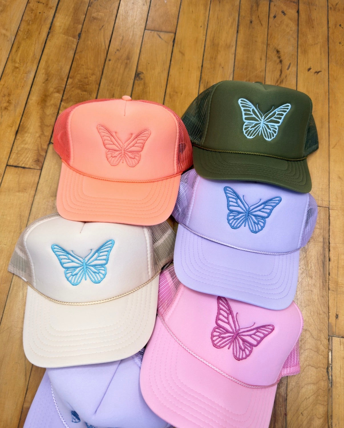 Butterfly Embroidered Trucker Hat