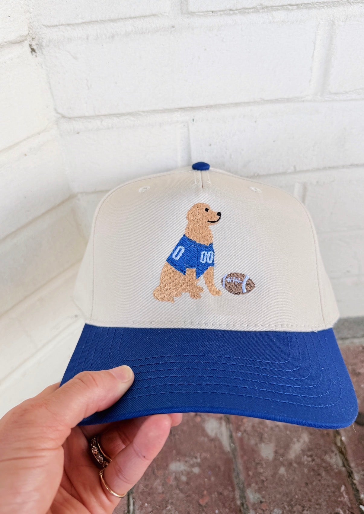 Football Golden Retriever Canvas Hat