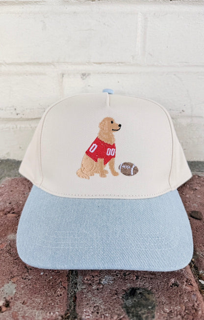 Football Golden Retriever Canvas Hat