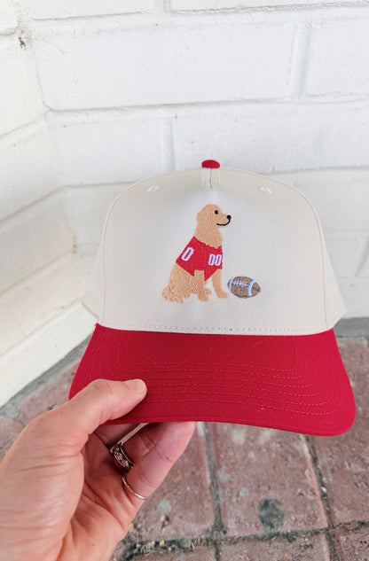 Football Golden Retriever Canvas Hat
