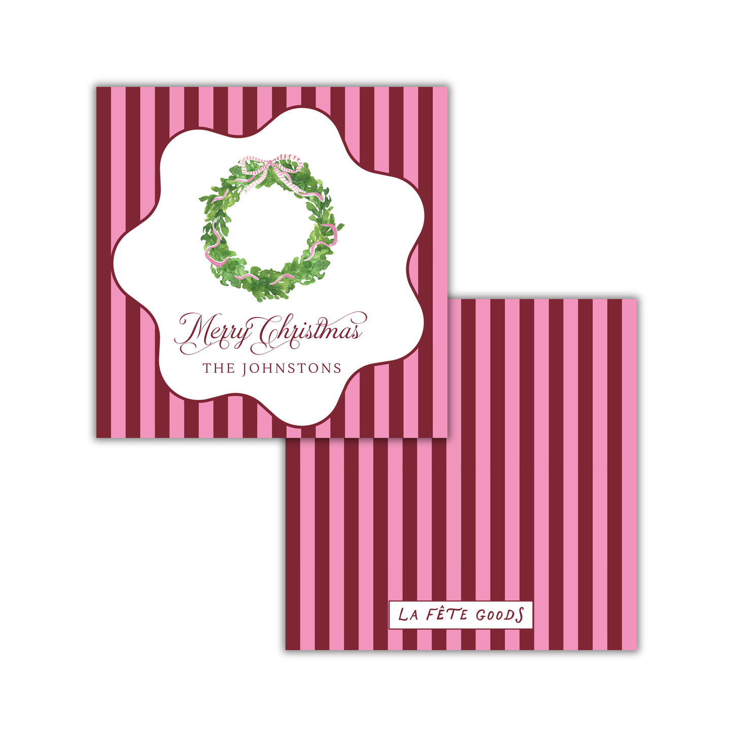 Pink Wreath Square Gift Tag